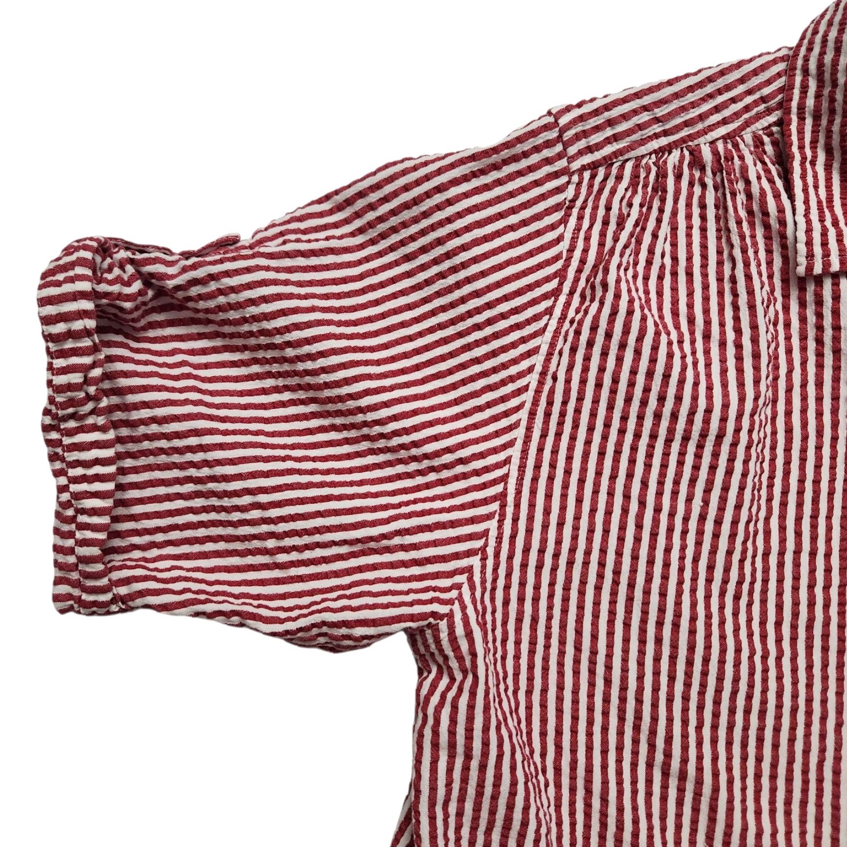 Vintage VINTAGE Mainstreet Blues Shirt Womens L Red Seersucker Candy Stripe Front Pocket Size L / US 10 / IT 46 - 4 Thumbnail