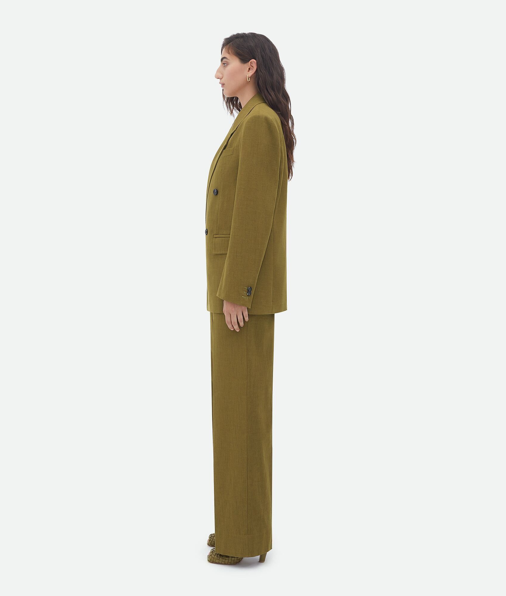 Bottega Veneta o1bcso1str0225 Textured Cotton Jacket in Olive Green Size M / US 6-8 / IT 42-44 - 2 Thumbnail