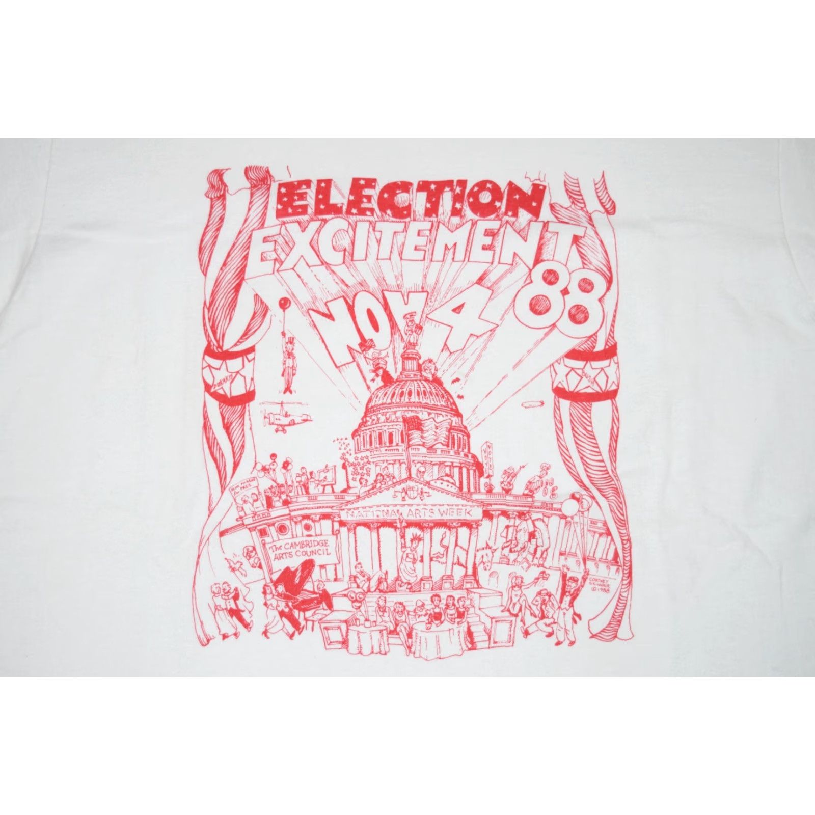 Vintage Vintage 1988 Presidential Election T-Shirt Bush Dukakis Political Cartoon Graphic Tee Unisex Large White 80s Campaign Size US L / EU 52-54 / 3 - 2 Thumbnail