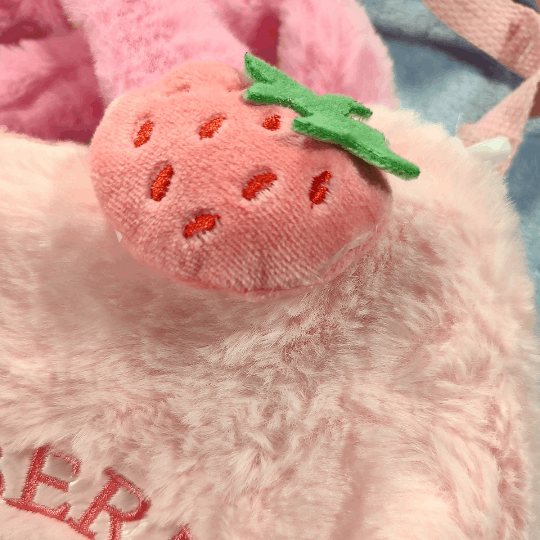 Japanese Brand LOTSO Plush Handbag, pink, NEW Size ONE SIZE - 4 Thumbnail