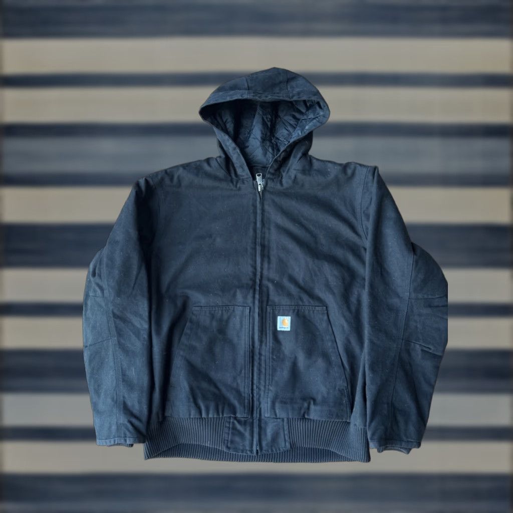 Carhartt VINTAGE Carhartt Zip Up Canvas Hooded Jacket XL Black Loose Fit J130-M Size US XL / EU 56 / 4 - 1 Thumbnail
