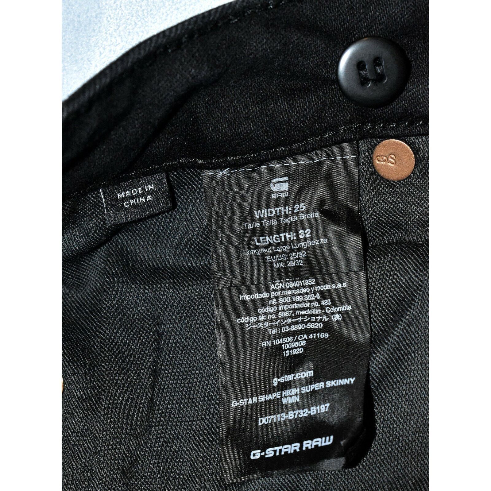 G-Star NEW G STAR SHAPE RAW Black Stretch High Skinny Jeans 25 $180 Size 25" / US 0 / IT 36 - 7 Thumbnail