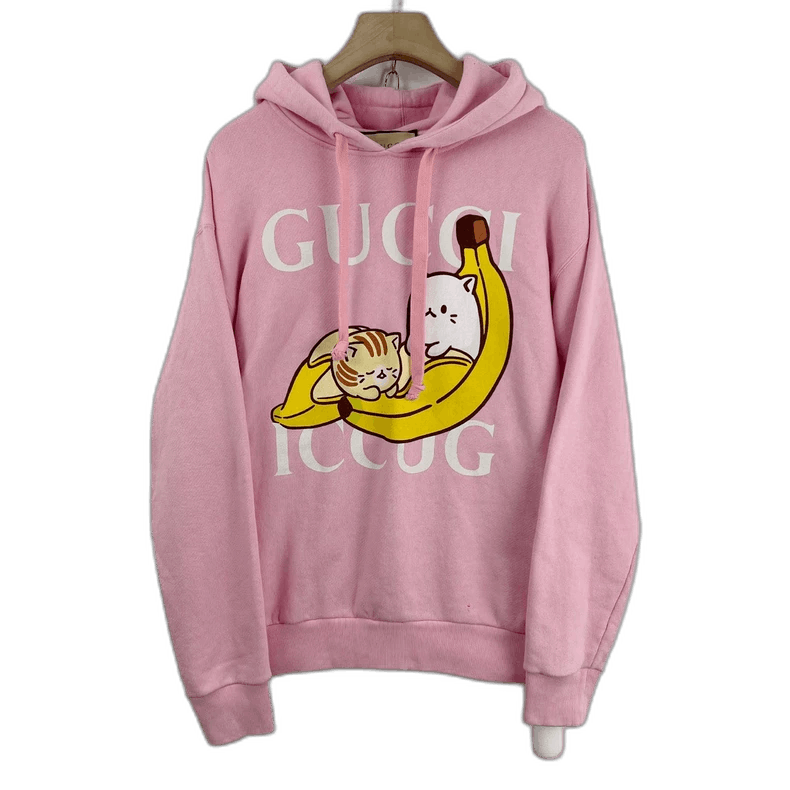 Gucci Gucci Pink Cat Banana Print Hoodie-2505 Size XS / US 0-2 / IT 36-38 - 1 Thumbnail