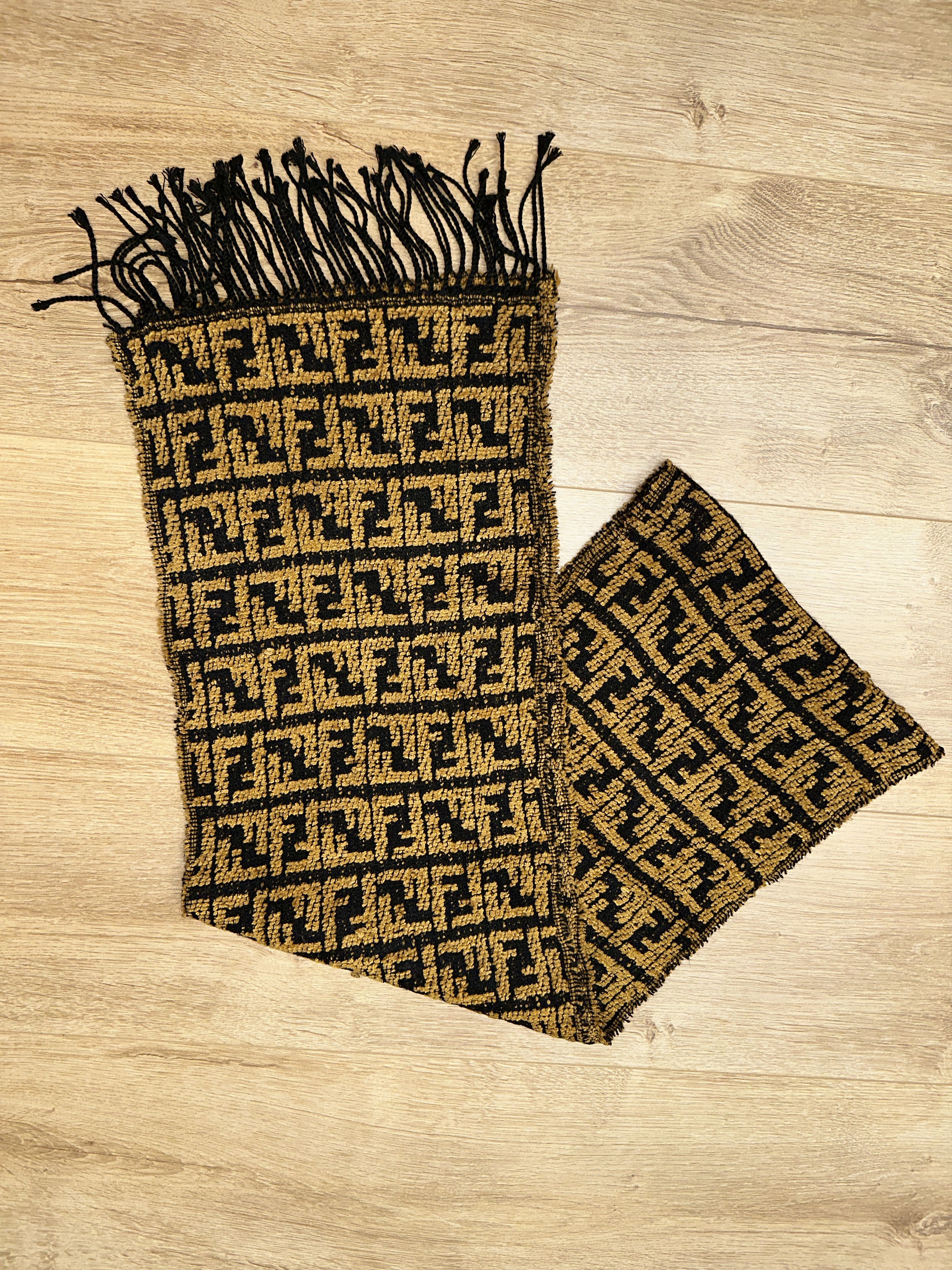 Fendi Gray Fendi Zucca Vintage Wool Scarf 165x30cm Logo Check Size ONE SIZE - 1 Thumbnail
