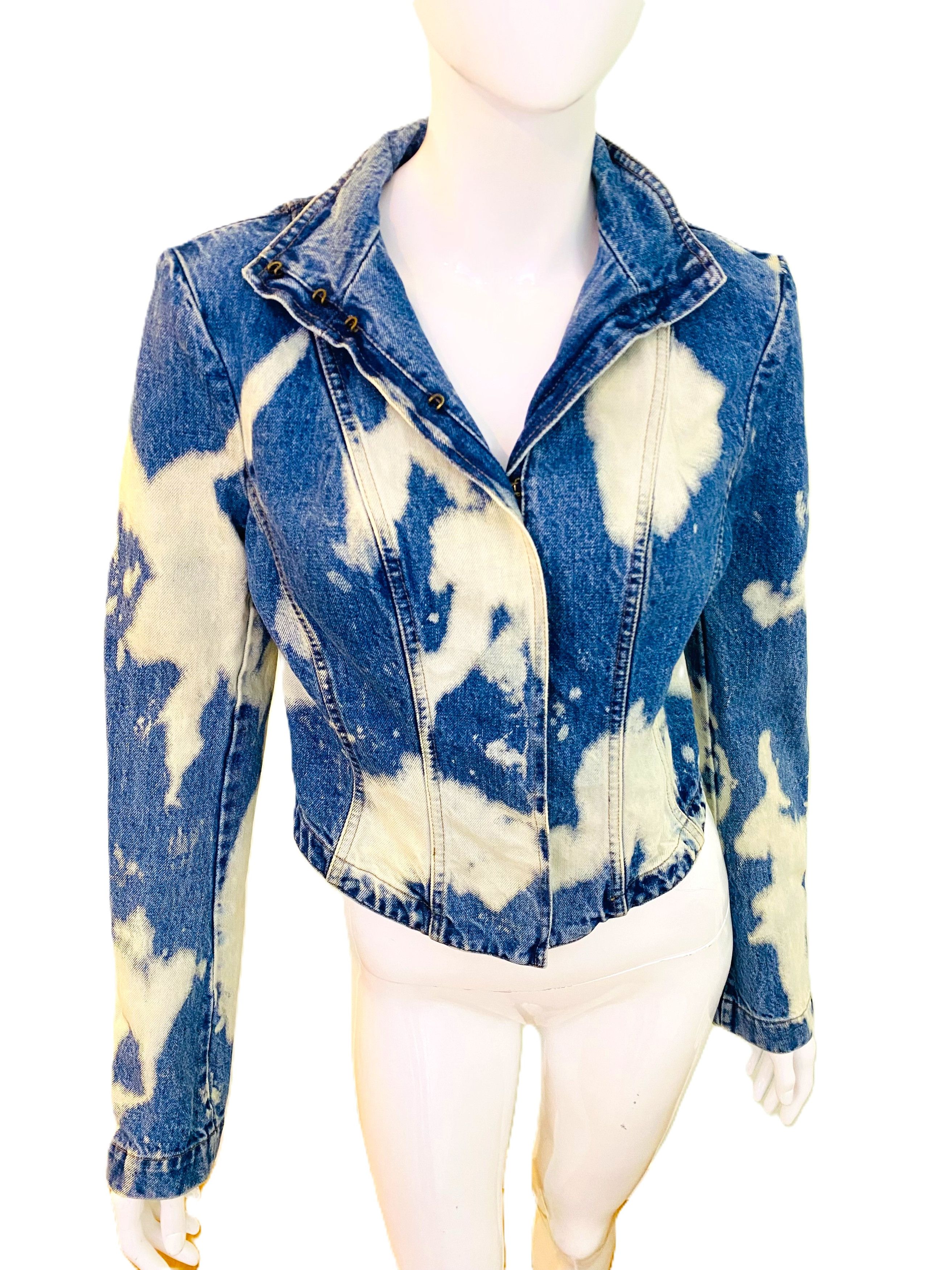 Roberto Cavalli Roberto Cavalli Acid Wash Tie Dye Denim Cow Statement Jacket Size S / US 4 / IT 40 - 1 Thumbnail