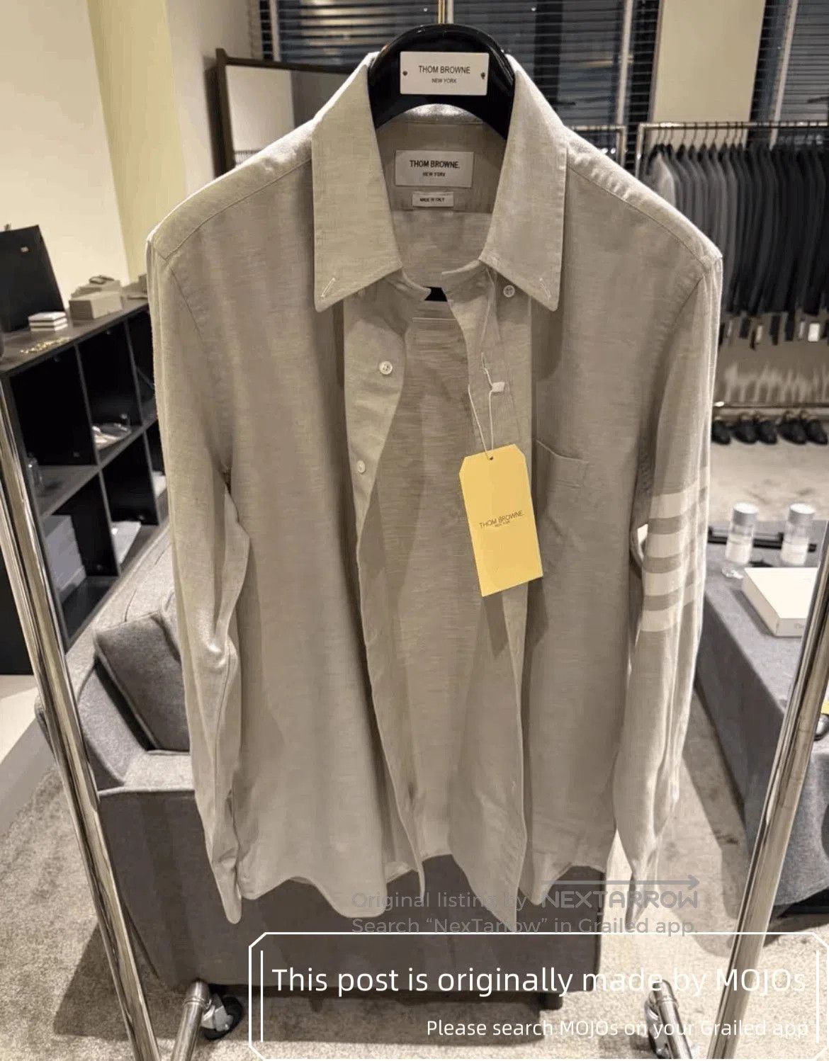 Thom Browne Sz 4 Thom Browne Four Stripe Gray Shirt mojos. Size US XL / EU 56 / 4 - 1 Thumbnail