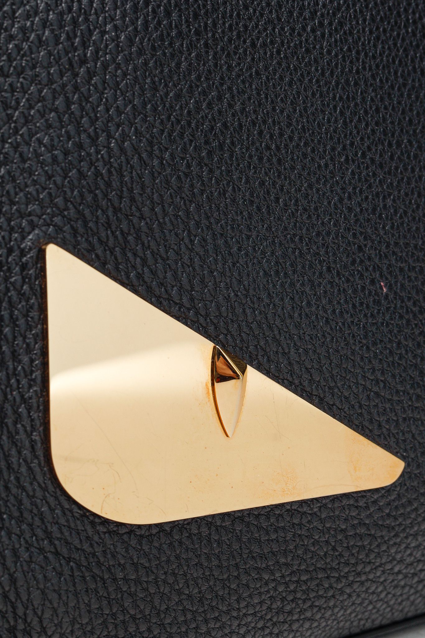 Fendi Fendi Monster Black Pebbled Leather Large Clutch Size ONE SIZE - 6 Thumbnail