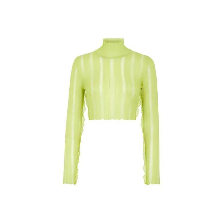 Fendi Fendi Green Long Sleeve Sweater with Ruffle Hem -2507 Size S / US 4 / IT 40 - 1 Thumbnail