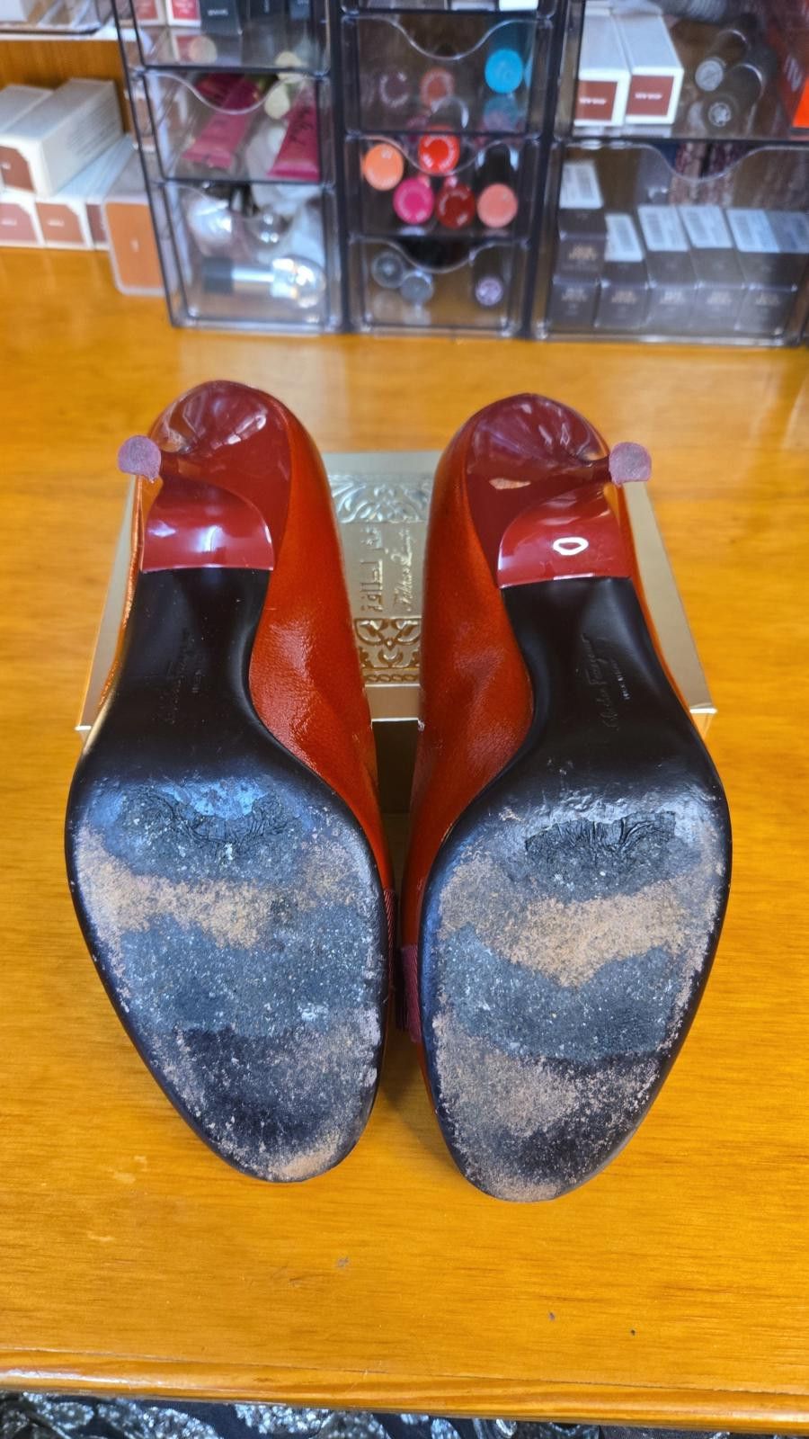 Salvatore Ferragamo 🔥 Salvatore Ferragamo Red Vara Bow High Heels 🔥 Size US 7 / IT 37 - 6 Thumbnail