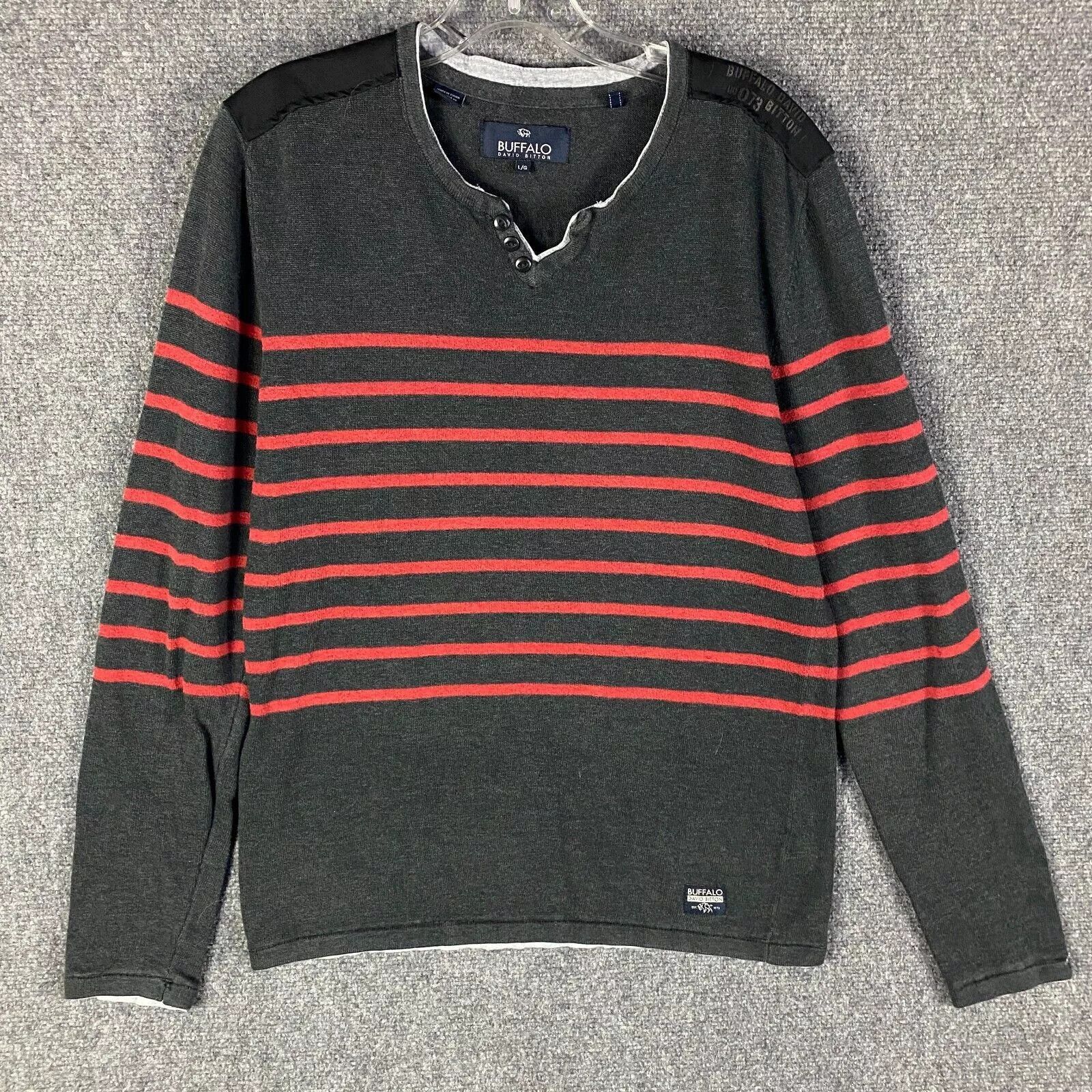 Buffalo David Bitton Buffalo David Bitton Sweater Men's Large Striped Pullover Size US L / EU 52-54 / 3 - 1 Thumbnail