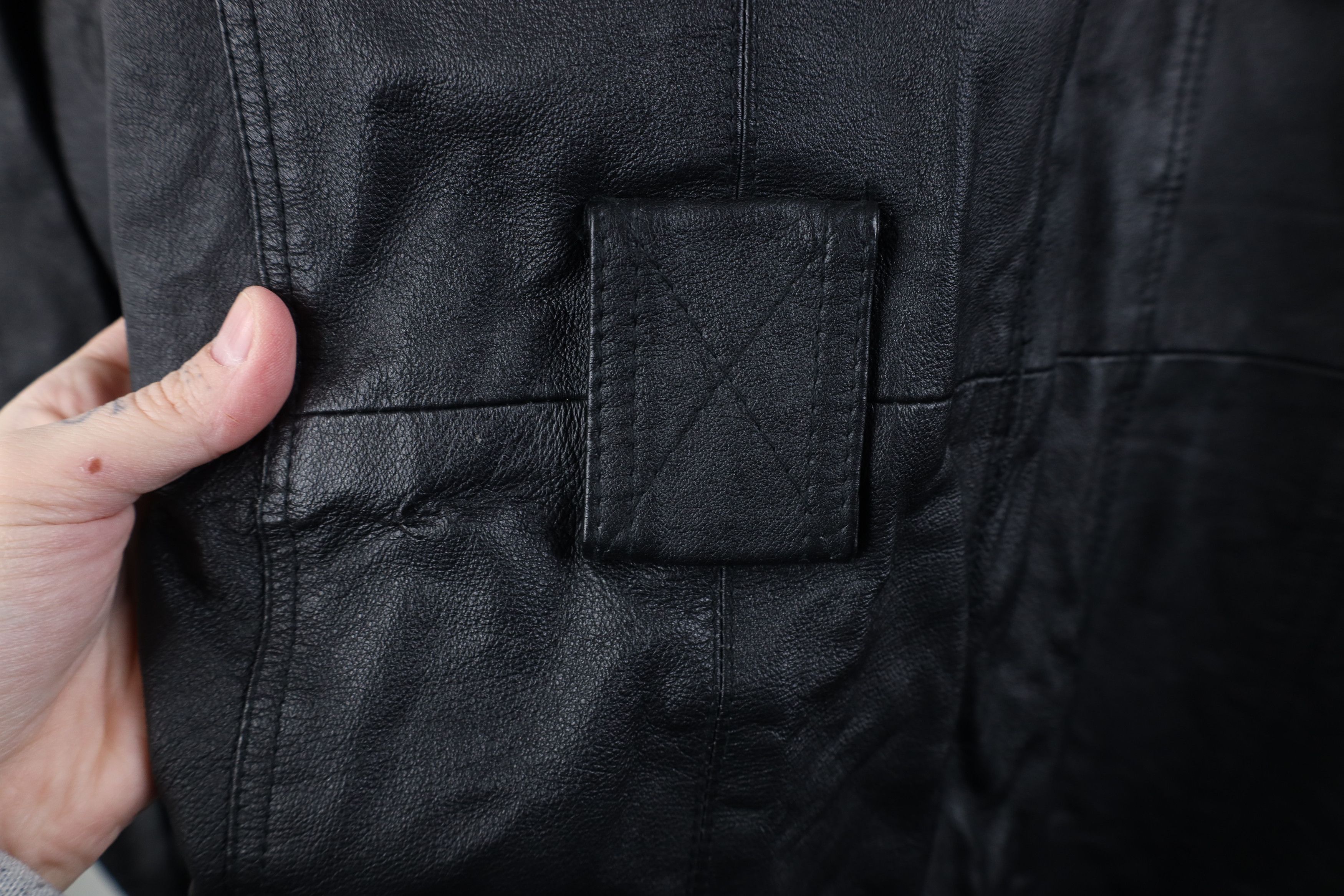 Vintage Vintage 90s Streetwear Full Zip Leather Parka Jacket Black Size US XXL / EU 58 / 5 - 14 Thumbnail