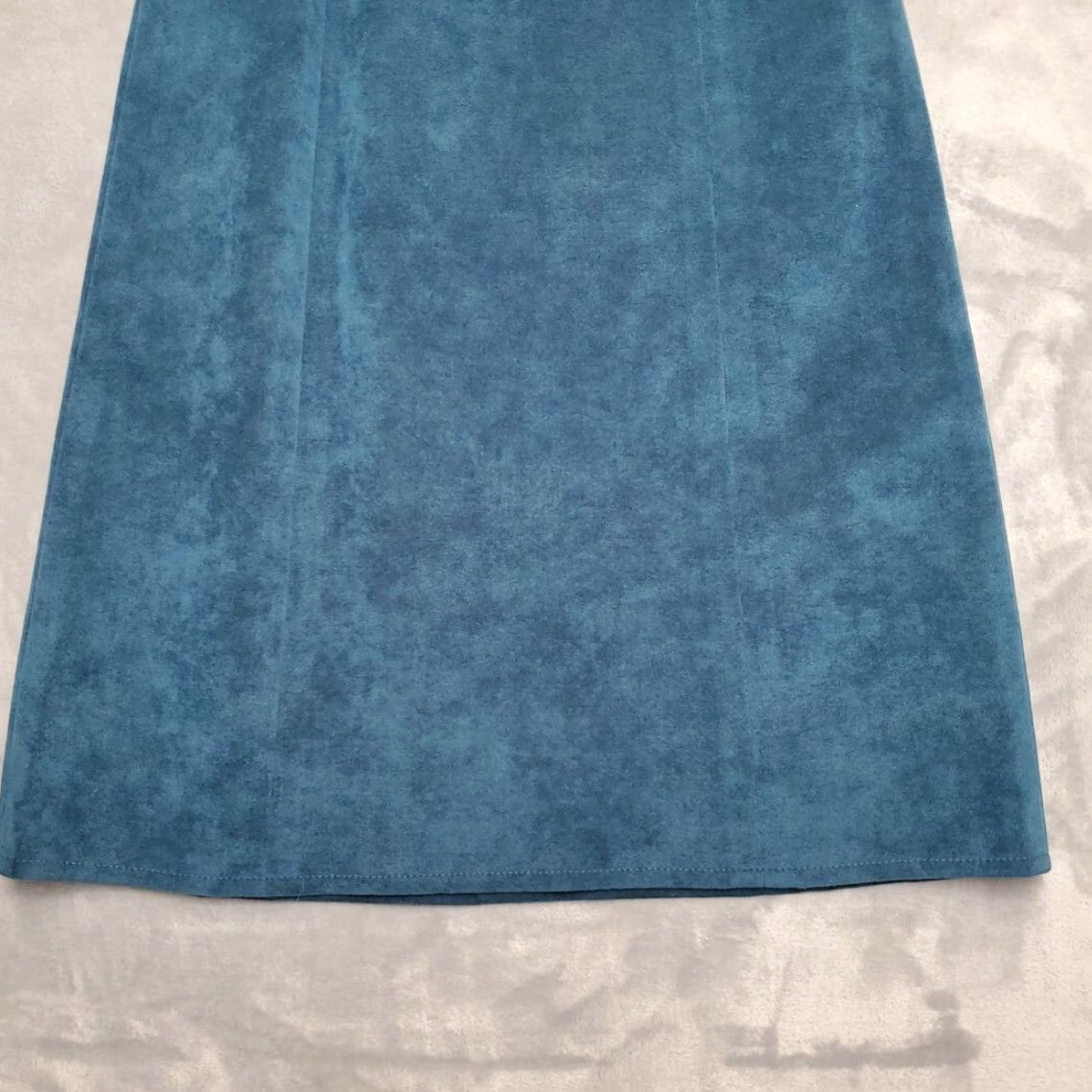 Altea VTG St Croix Knits Skirt Womens 8 Teal Faux Suede Retro Midi Minimalist Mod Zip Skirt Womens 8 Teal Zip Vintage Retro Mod Size 30" / US 8 / IT 44 - 2 Thumbnail