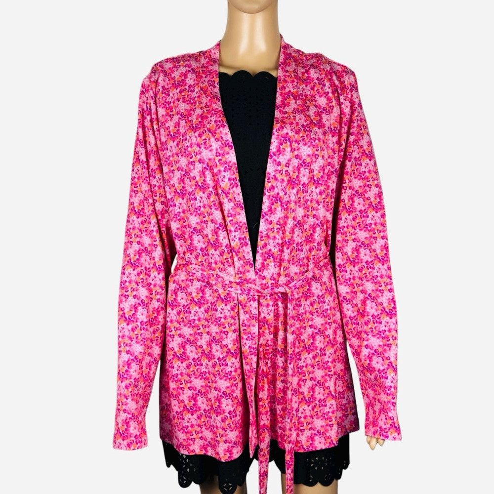 Isaac Mizrahi New Isaac Mizrahi Printed Swing Tie Pink Floral Cardigan Si Size XL / US 12-14 / IT 48-50 - 2 Thumbnail