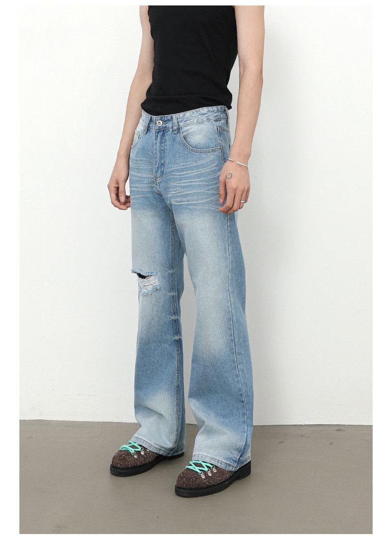 Japanese Brand × Jean American high street blue washed bootcut ripped jeans Size US 32 / EU 48 - 3 Thumbnail
