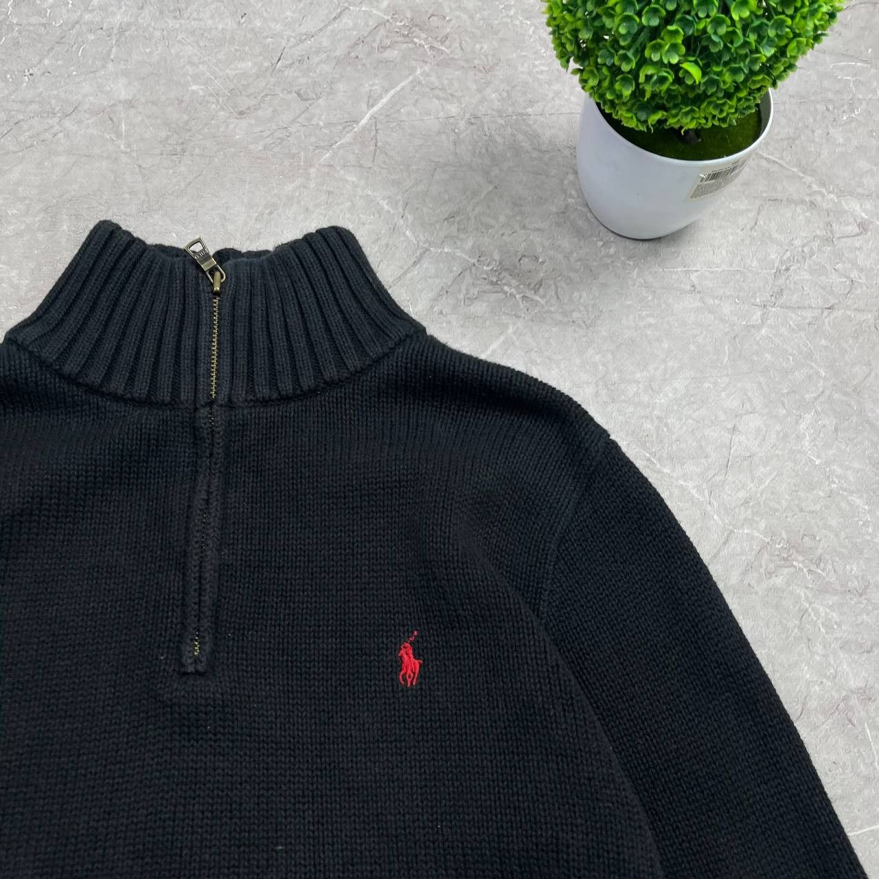Japanese Brand Black Polo Raplh Lauren Black 1/4 Zip Sweatshirt Size M Size US M / EU 48-50 / 2 - 10 Thumbnail