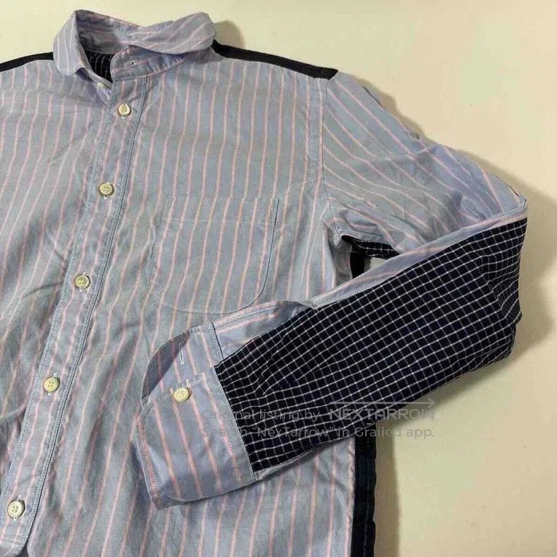 Junya Watanabe Junya Watanabe Striped Camo Patchwork Shirt Size US XXS / EU 40 - 6 Thumbnail