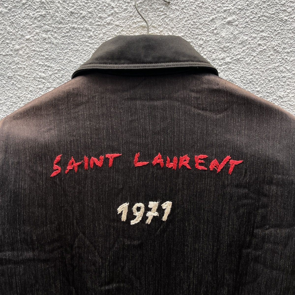 Saint Laurent Paris FW 2017 SLP Embroidered Distressed Bomber Jacket Size US S / EU 44-46 / 1 - 20 Thumbnail