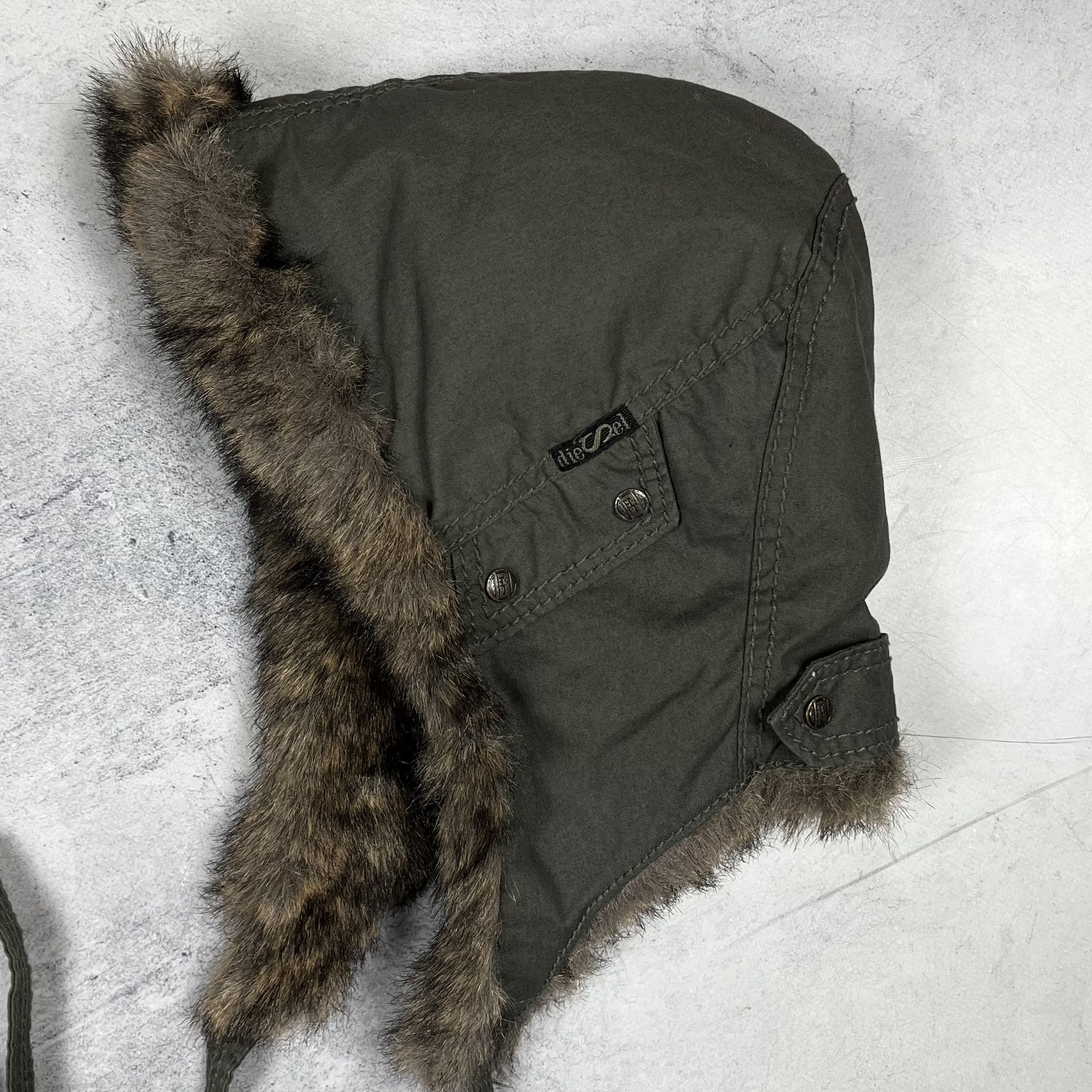 Diesel Vintage Diesel Y2K Faux Fur Aviator Hat Earflap Cap 00’s Size ONE SIZE - 4 Thumbnail
