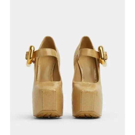 Bottega Veneta o1bcso1str0924 Mostra Mary-Jane Pumps in Beige Size US 6.5 / IT 36.5 - 4 Thumbnail
