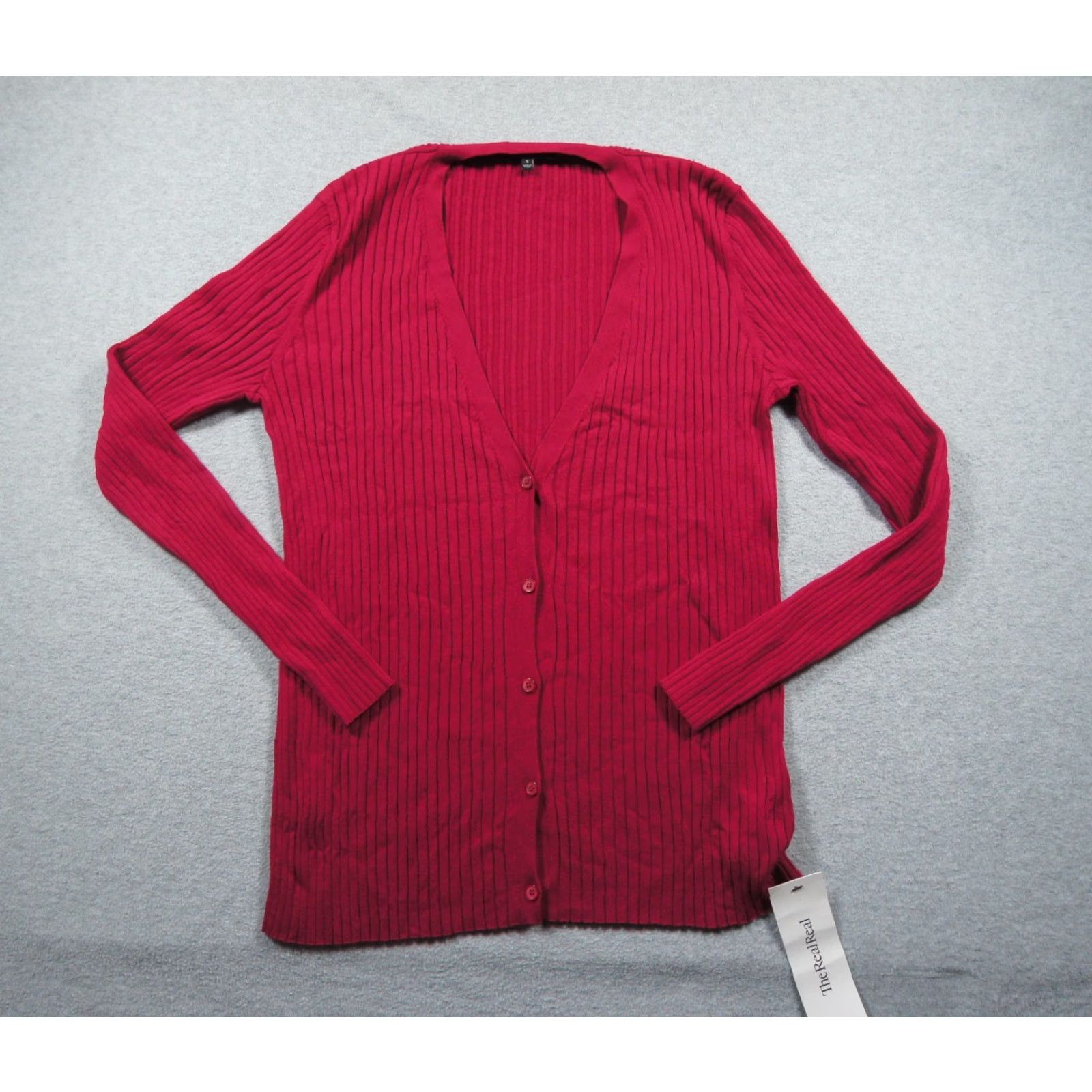 Vintage Lafayette 148 New York Sweater Cardigan Womens Small Red Long Sleeve Ribbed Knit V-Neck Fire Polyamide Viscose Shirt? Size S / US 4 / IT 40 - 2 Thumbnail