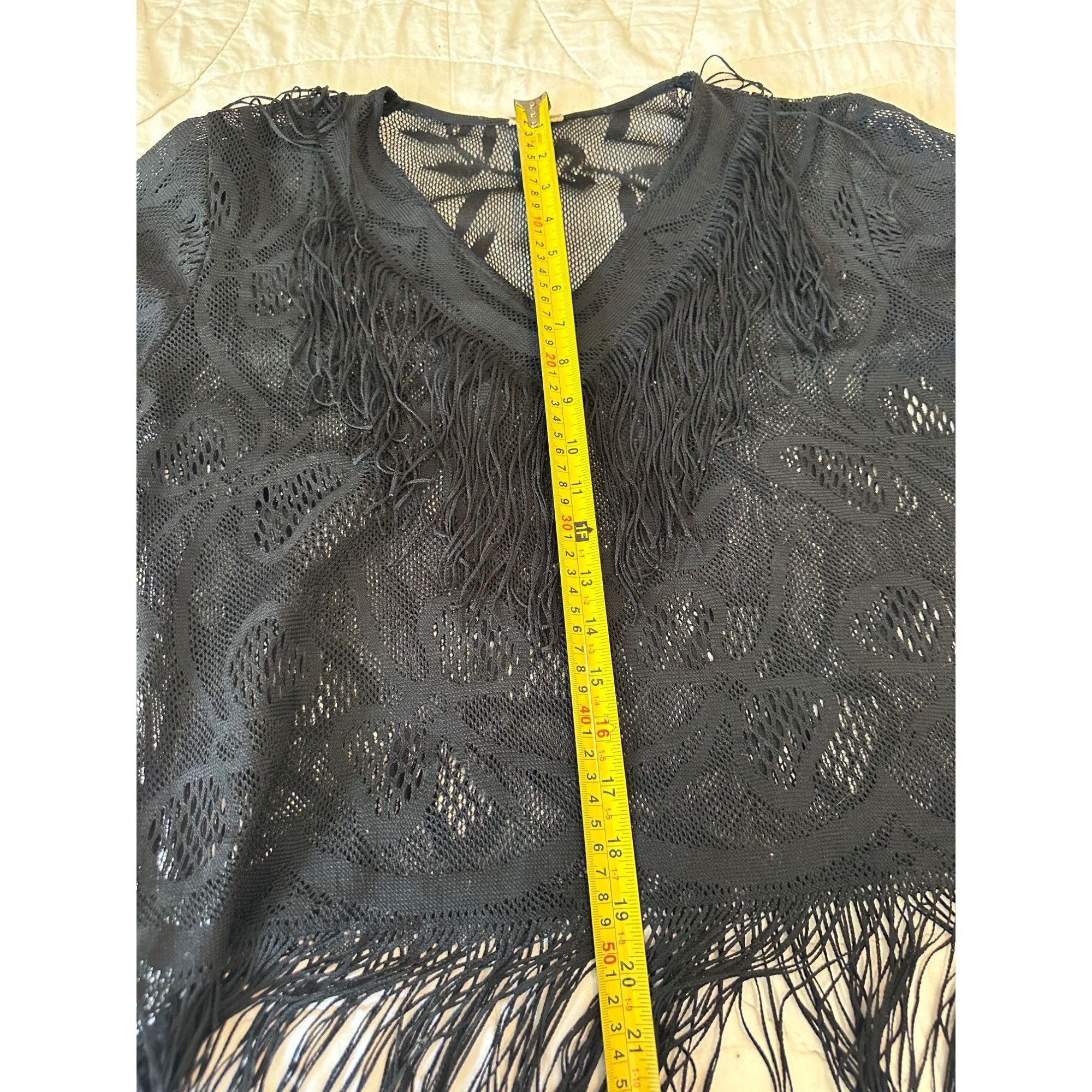 Japanese Brand VTG 1950 Black handwoven open knit blouse M floral lace Pa Size M / US 6-8 / IT 42-44 - 7 Thumbnail