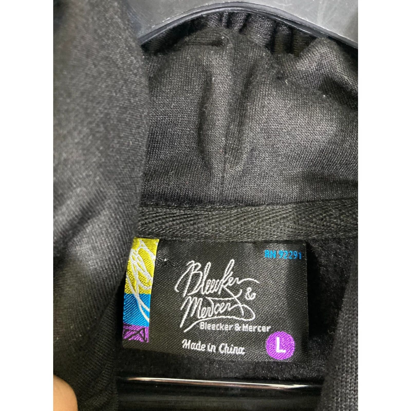 Vintage Bleecker & Mercer Pullover Hooded Sweatshirt Mens L Black Drawstring Pockets Logo Long Sleeve Size US L / EU 52-54 / 3 - 7 Thumbnail