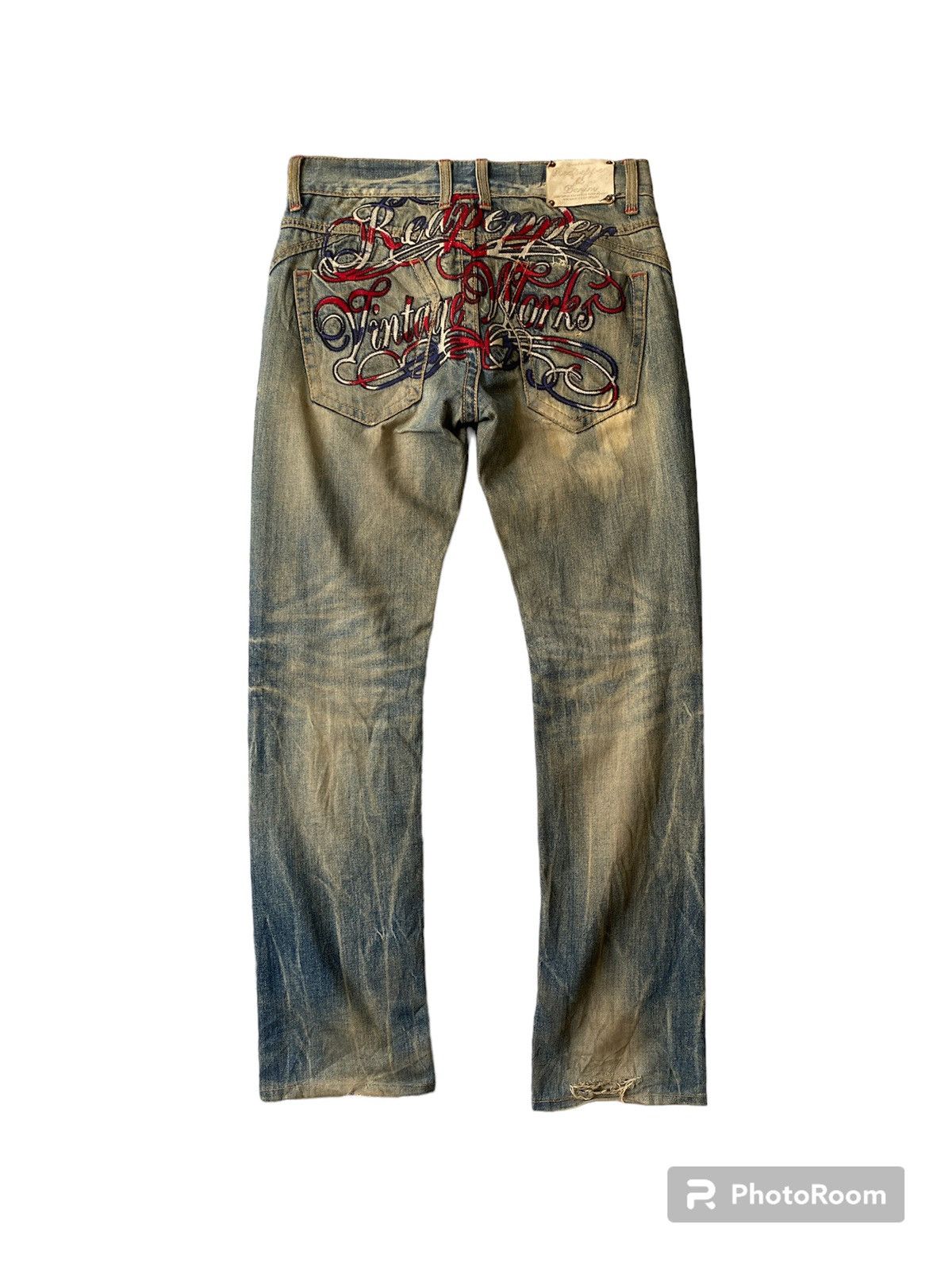 If Six Was Nine Red Pepper Japan Mud Wash Rusty Ed Hardy Design Jeans Size US 33 - 1 Thumbnail