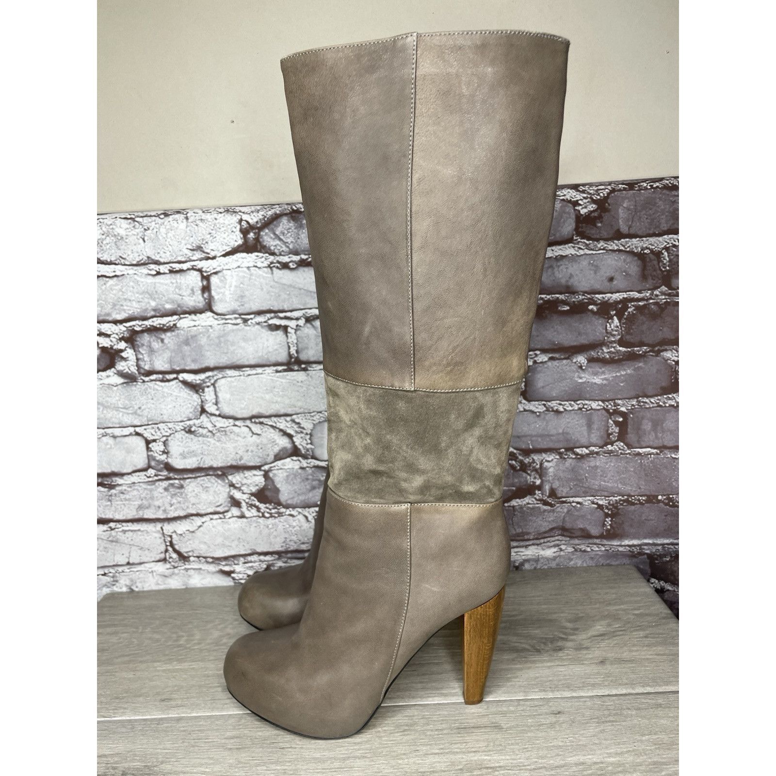 Loeffler Randall Loeffler Randall Grey Leather Suede Tall Riding Heel Boots W Size US 9.5 / IT 39.5 - 1 Thumbnail