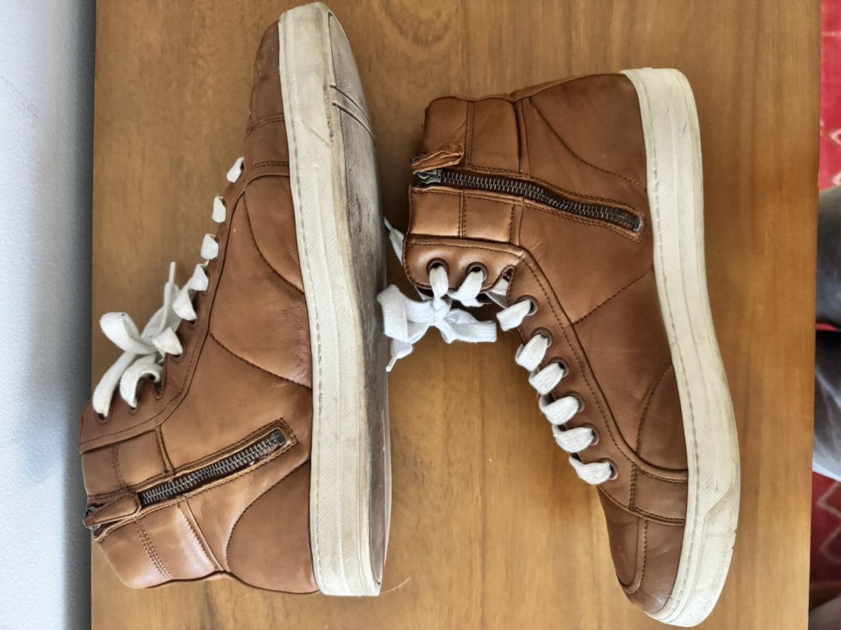Prada Prada Brown Leather High-Top Sneakers Size US 8.5 / EU 41-42 - 5 Thumbnail