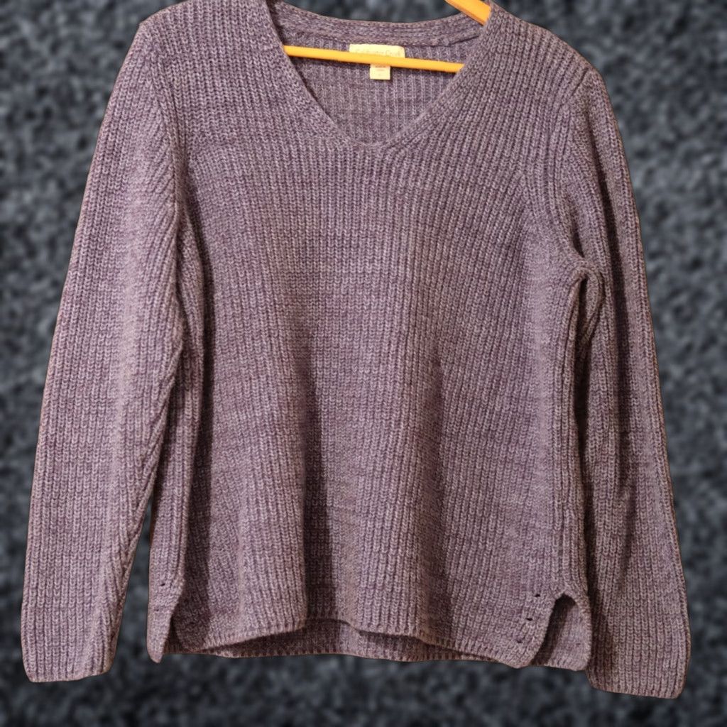 Coldwater Creek EUC Coldwater Creek Sweater V-Neck Heather Blue 100% Cotton Women's L Size L / US 10 / IT 46 - 1 Thumbnail