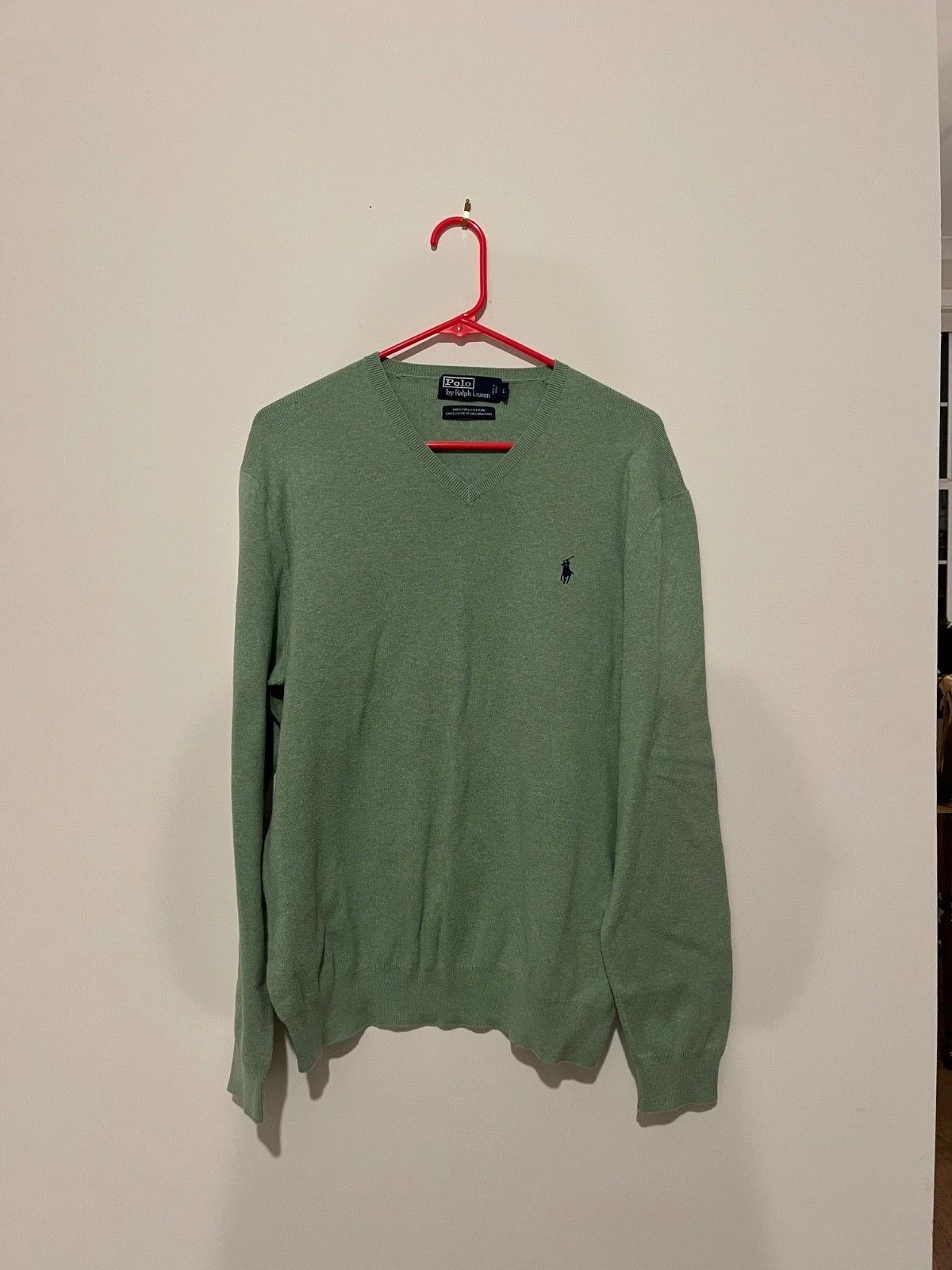 Polo Ralph Lauren Polo Ralph Lauren Sweater Men's L Green Pima Cotton V-Neck Size US L / EU 52-54 / 3 - 2 Thumbnail