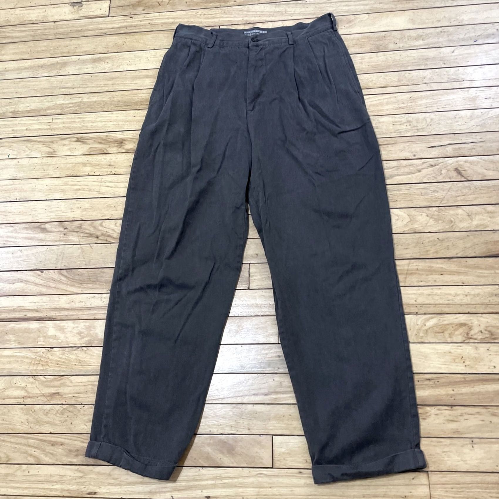 Vintage VINTAGE Structure Urban Wear 90s Pleated Pants Men Baggy 33x29 Brown Gray Cuffed Size US 32 / EU 48 - 2 Thumbnail