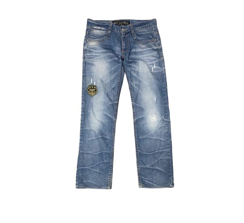 If Six Was Nine Vintage Red Pepper Embroidery Skull Faded Blue Jeans Size US 33 - 2 Thumbnail