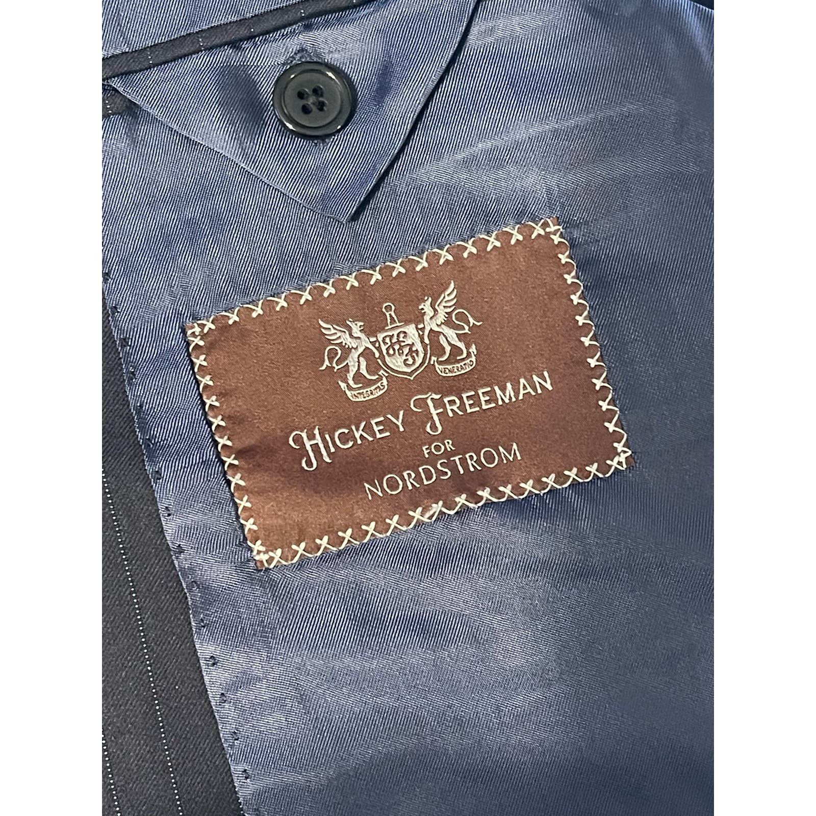 Hickey Freeman Hickey Freeman Mens Blue Pinstripe Sports Jacket Blazer 42R Size 42R - 4 Thumbnail