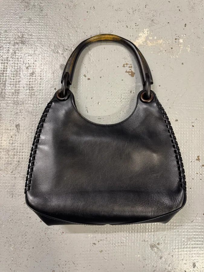 Gucci Gucci Whipstitched Bamboo Hobo Black Leather Hande Bag Size ONE SIZE - 6 Thumbnail