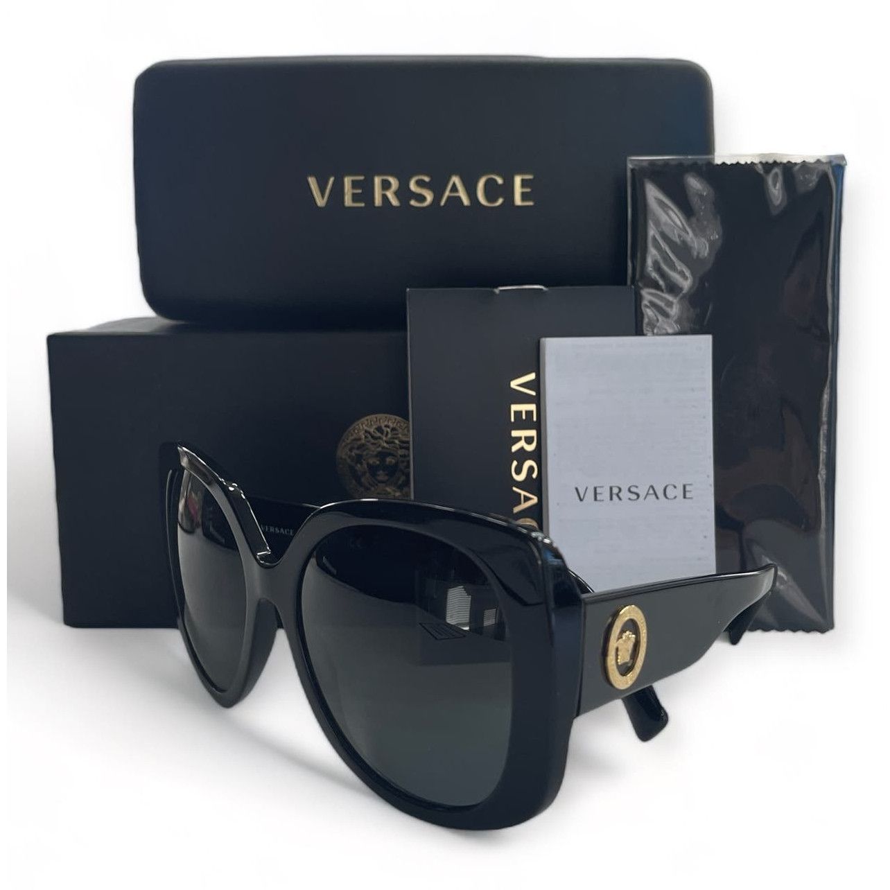image of Versace Oversized Women Sunglasses Black Square Medusa Logo