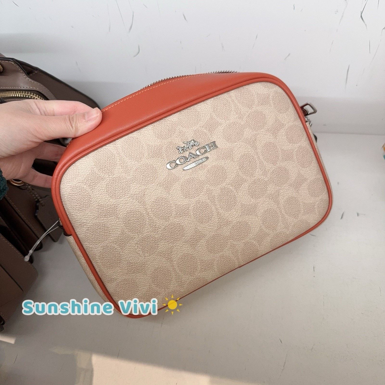 NWT Coach Cz186 Signature Jamie Camera Bag Sand Deep Orange, Women's