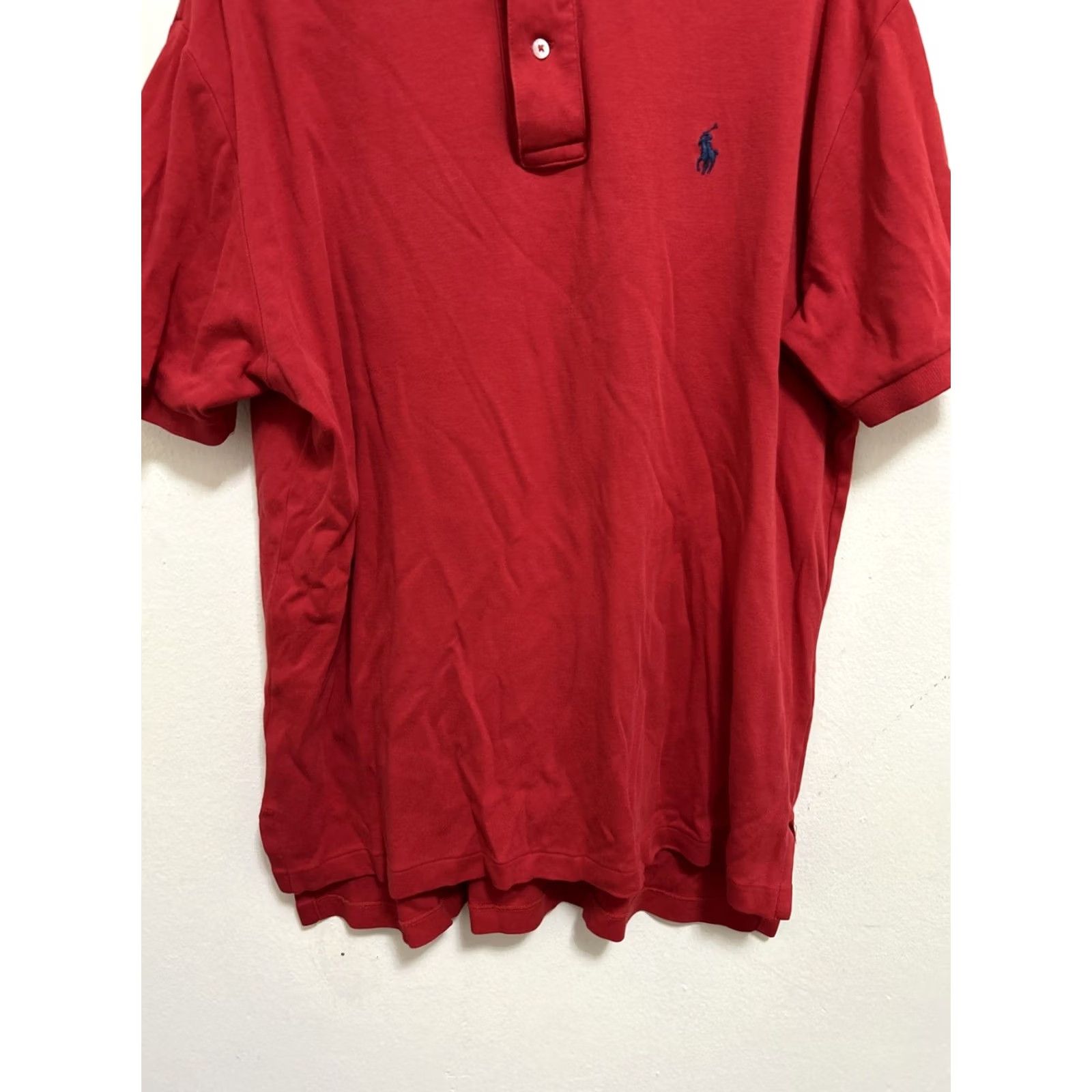 Polo Ralph Lauren VINTAGE Polo Ralph Lauren Shirt Mens Sz Medium Red Short Sleeve Blue Pony Shirt Size US M / EU 48-50 / 2 - 3 Thumbnail