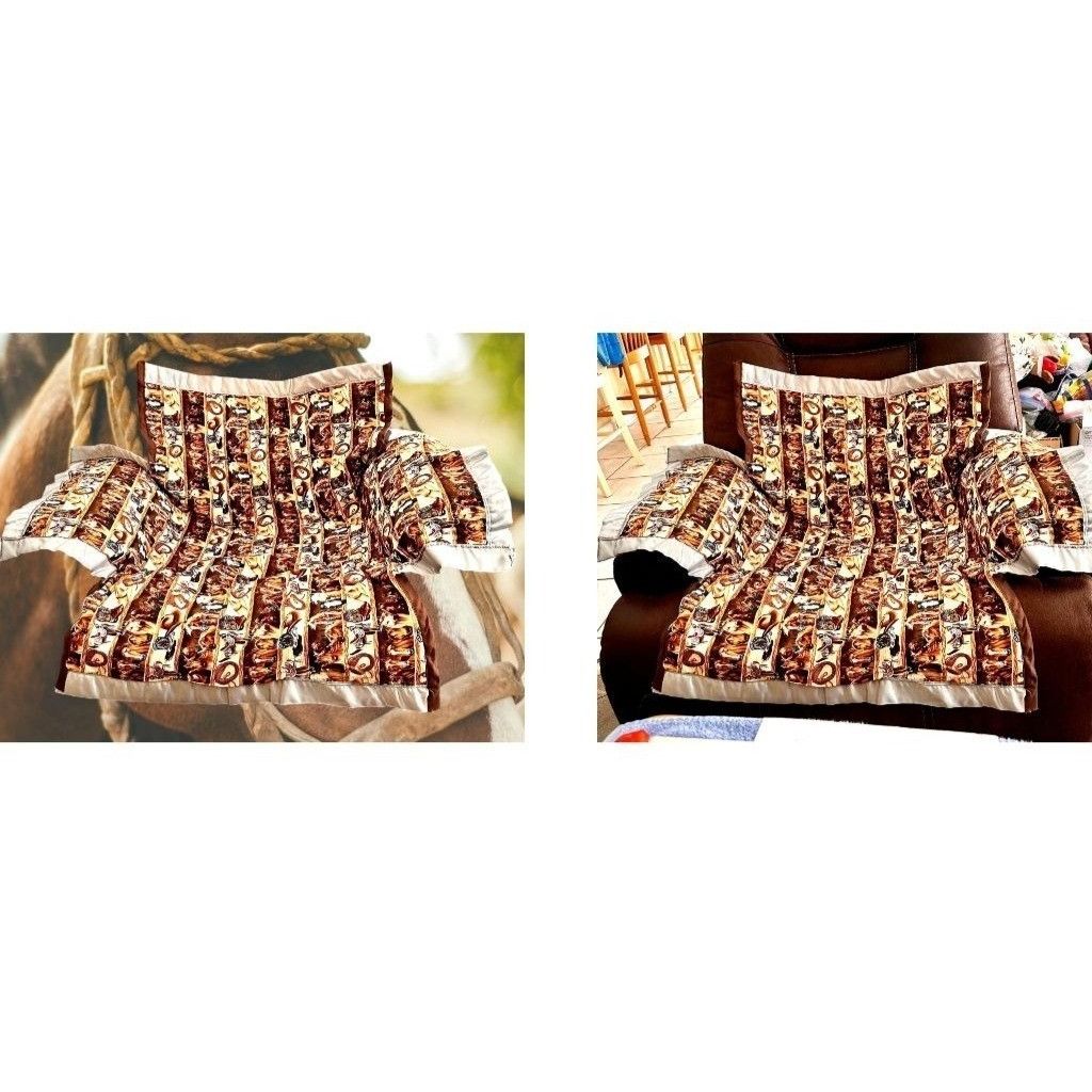 Handmade × Vintage VTG Handmade Horse Chair Recliner Cover Cowgirl Cowboy Rodeo Size ONE SIZE - 5 Thumbnail