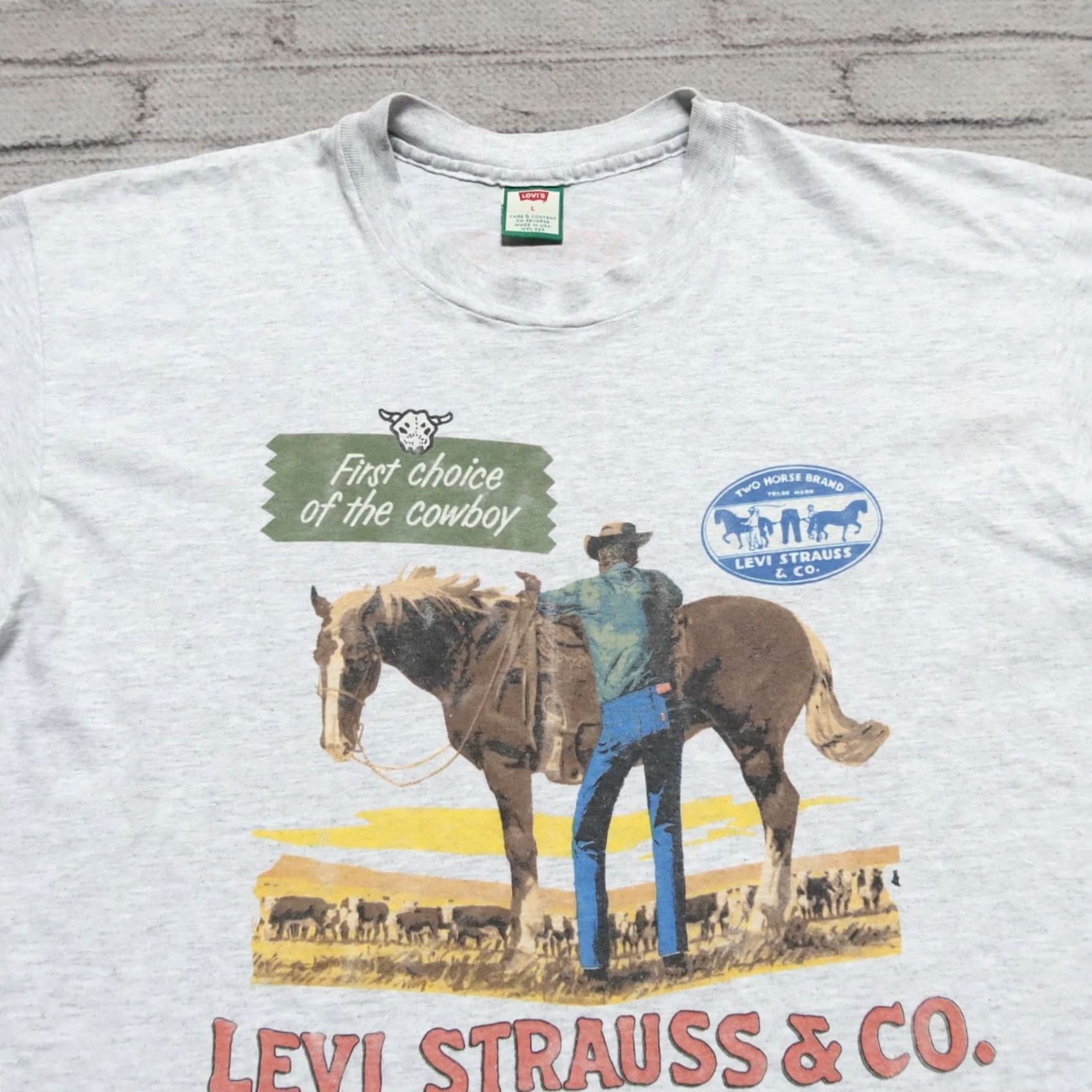 Levi's VINTAGE Levi's Western Shirt Mens Large Heather Grey 90s Big E Advertising Size US L / EU 52-54 / 3 - 3 Thumbnail