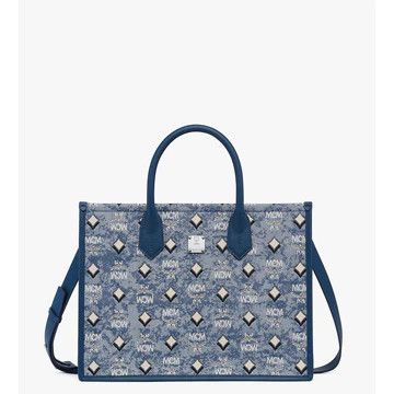 MCM o1mt1gz0426 Size: OS / Medium Munchen Tote Bag Denim Visetos Size ONE SIZE - 1 Thumbnail
