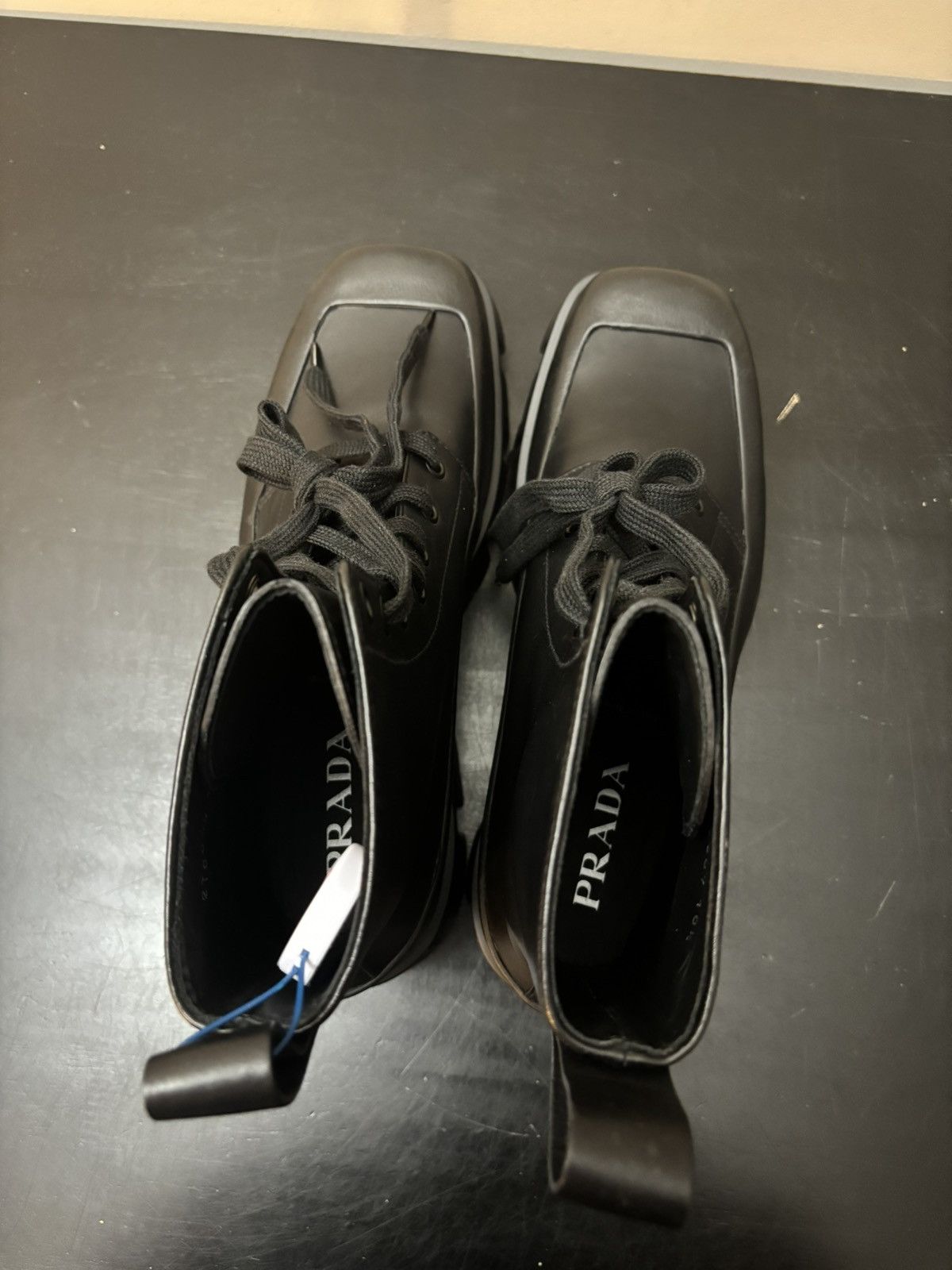 Prada Prada Monolith Square Toe Leather Ankle Boots Black Size US 10.5 / EU 43-44 - 8 Thumbnail