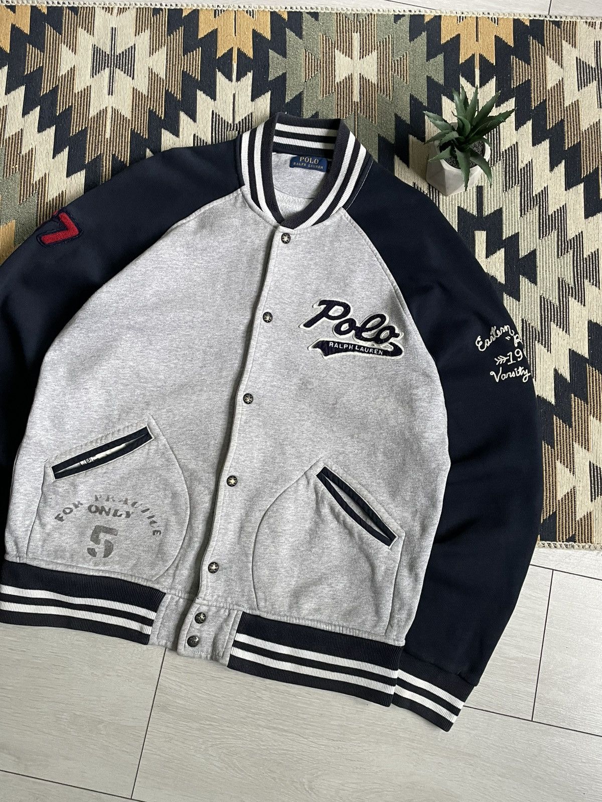 Vintage Vintage Polo Ralph Lauren Sript Y2K Varsity Bomber Jacket Size US L / EU 52-54 / 3 - 3 Thumbnail