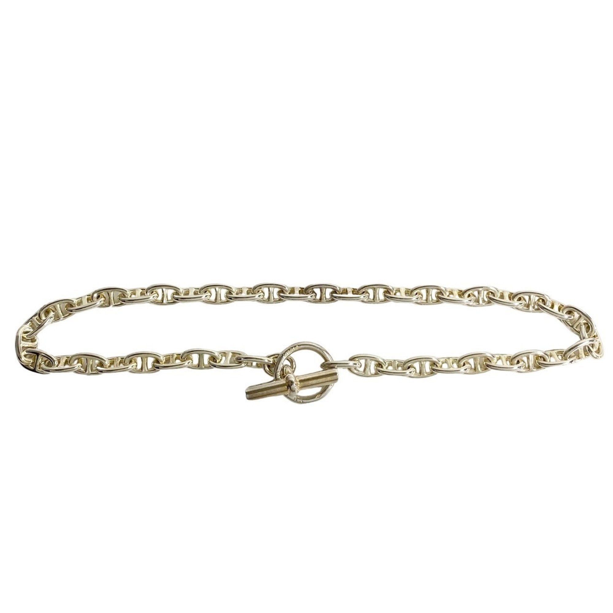 image of Hermes Chaine D'ancle Pm 43 Frames Silver 925 Necklace Pendant Men's Women's 54228