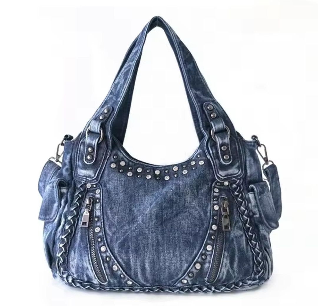 Jean × Vintage Women Shoulder Bag weave Rivet Jeans Size ONE SIZE - 1 Thumbnail
