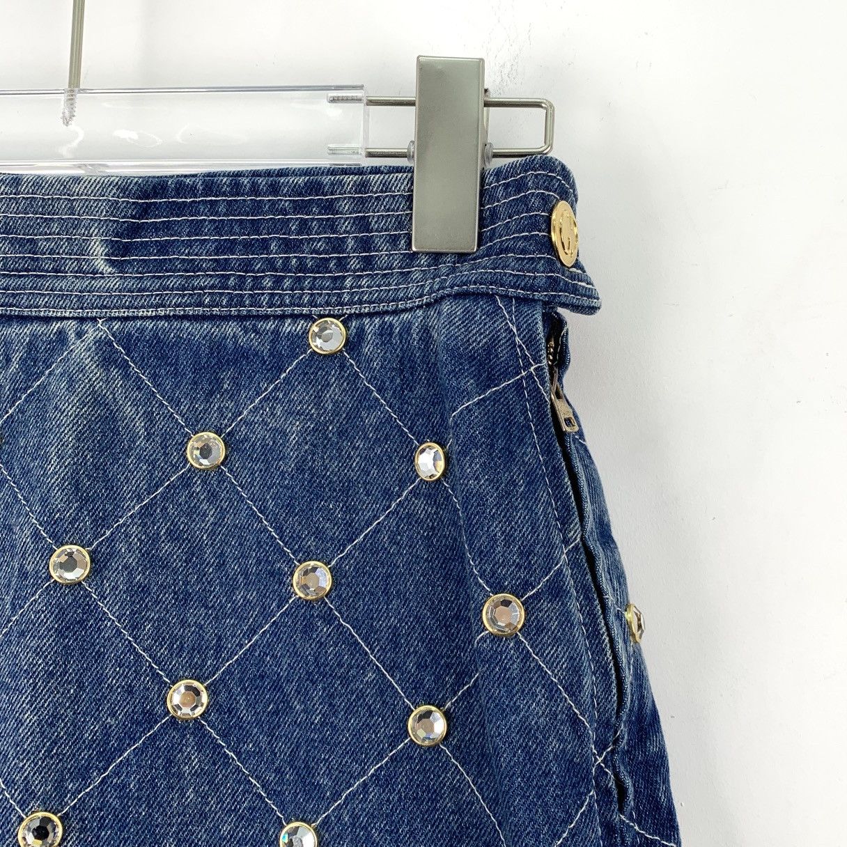 Gucci Gucci Blue Diamond-embellished Casual Denim Skirt K26WX Size 25" / US 0 / IT 36 - 3 Thumbnail