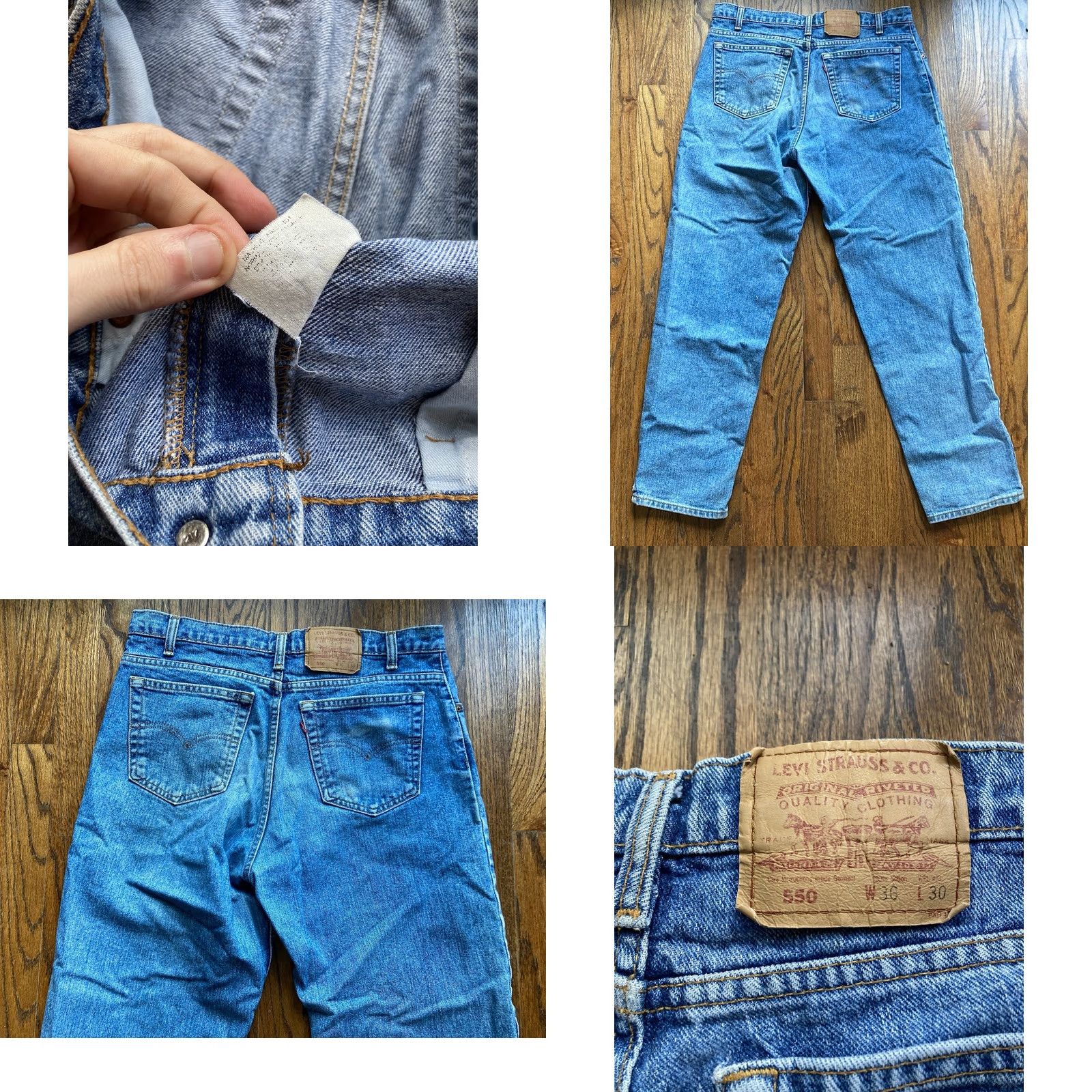 Levi's VINTAGE Levi's 550 Jeans Mens 36x30 (fits 34x29) Blue Denim 90s Modern Canada Size US 36 / EU 52 - 8 Thumbnail