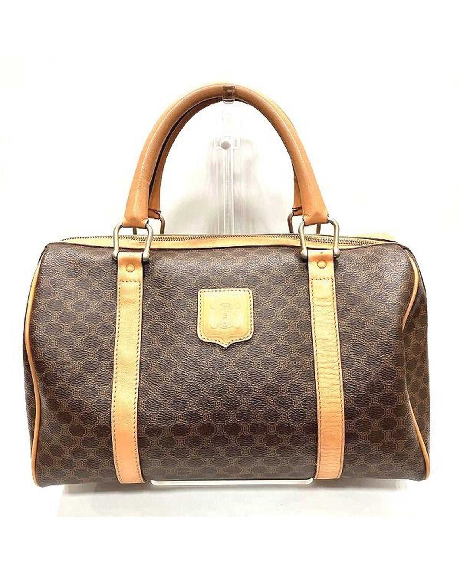 image of Celine Brown Macadam Print Boston Bag, Women's
