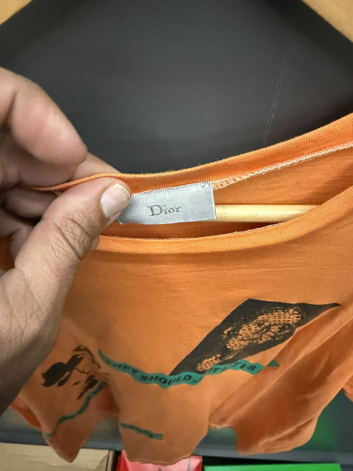 Dior Dior Rare Graphic Print T-Shirt Orange Noise Complaints Size US M / EU 48-50 / 2 - 3 Thumbnail