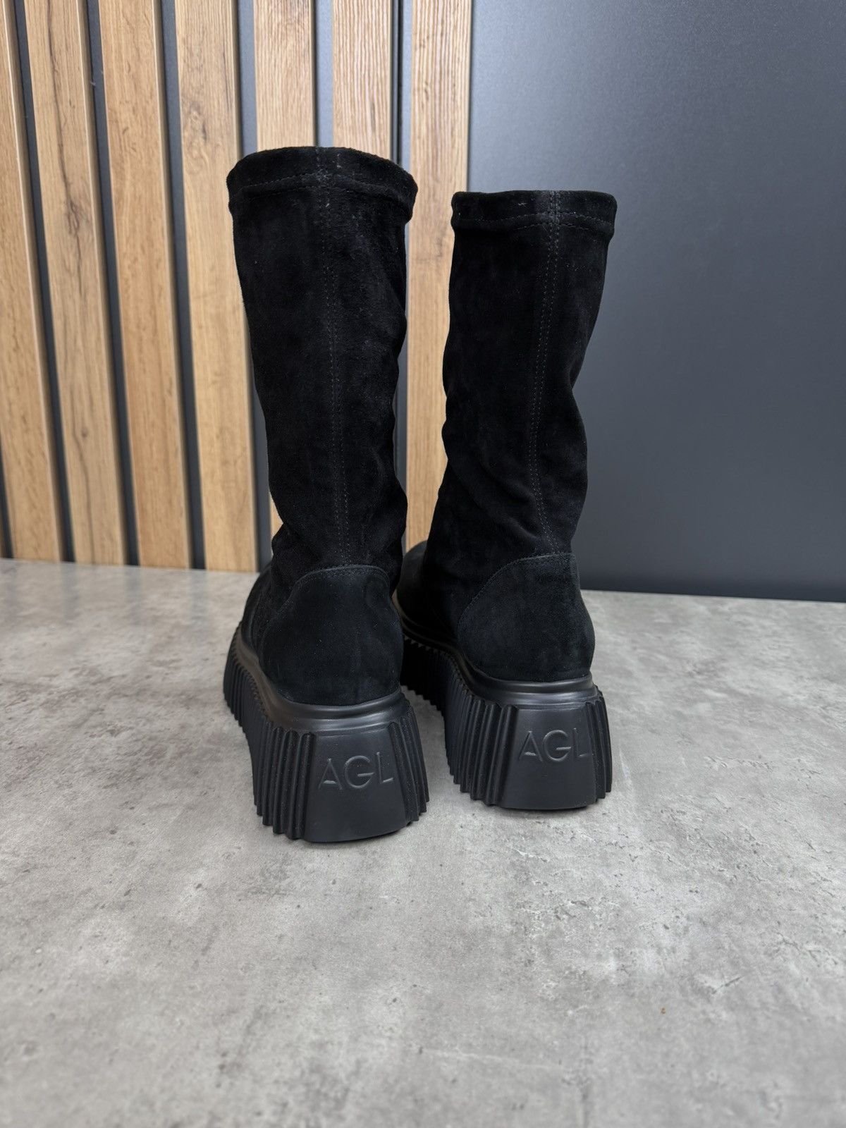 AGL AGL Black Suede Platform Boots Chunky Sole EU 38.5 Size US 8.5 / IT 38.5 - 4 Thumbnail